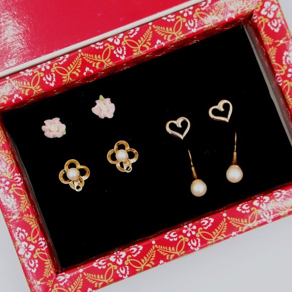 4 Piece Gold -Colored Earring Set - Picture 2 of 5